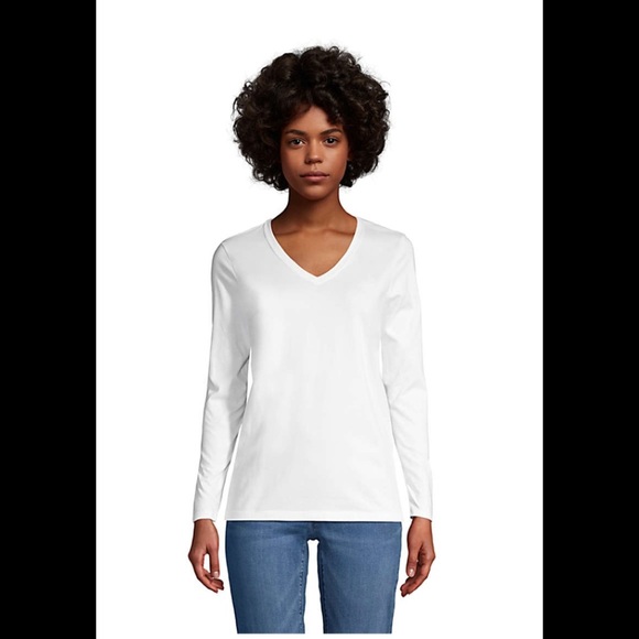 Lands' End Tops - Lands End Relaxed Supima Cotton Long Sleeve V-Neck T-Shirt